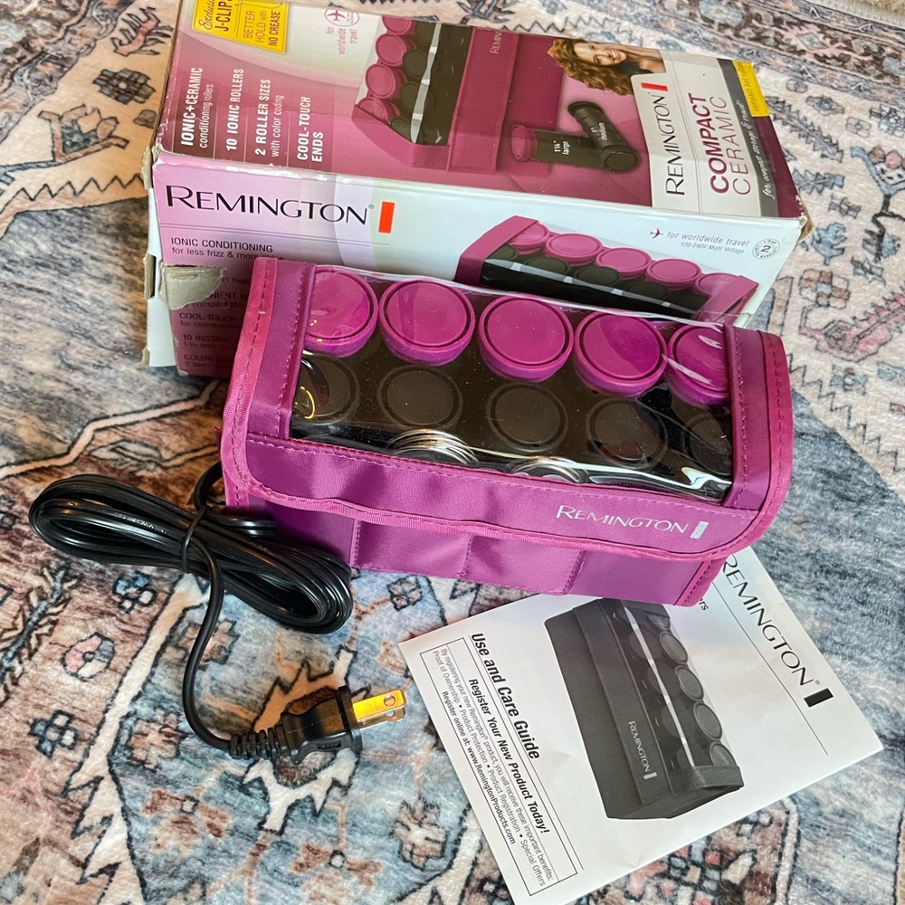 Remington Compact Ceramic Hair Rollers - Pink and Black *NEVER USED*